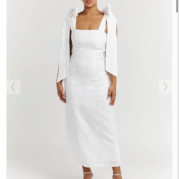 DISSH | Dresses | Dissh Aisle White Linen Bow Midi Dress | Poshmark